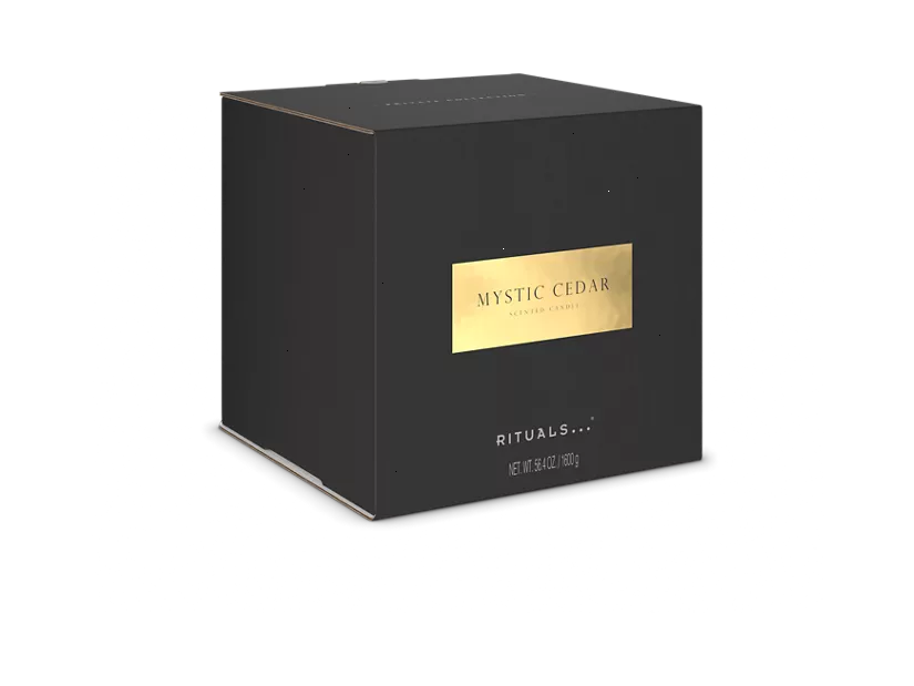 Mystic Cedar Scented Candle & Metal Window Gold sleeve 1600g