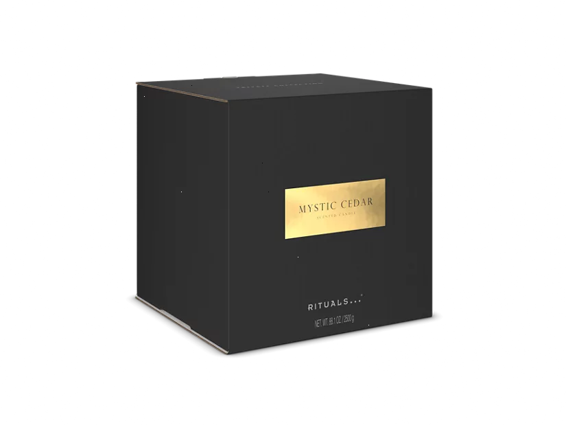 Mystic Cedar Scented Candle & Metal Window Gold sleeve 2500g